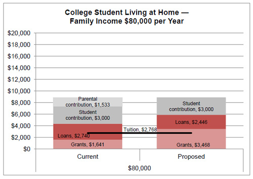 College Student Living at Home  - Family Income $80,000 per Year