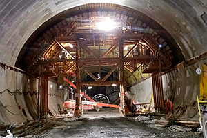 Light rail transit station under  construction in Ottawa