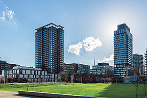 Panoramic view of Regent Park housing.