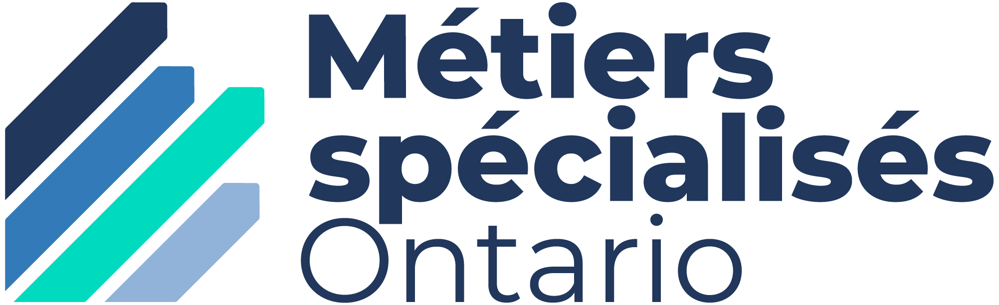 Logo comportant des barres de couleurs dégradées à gauche du texte : Métiers spécialisés Ontario