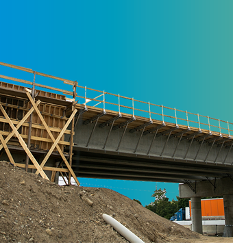 Photo of a bridge under construction in Cambridge, Ontario.