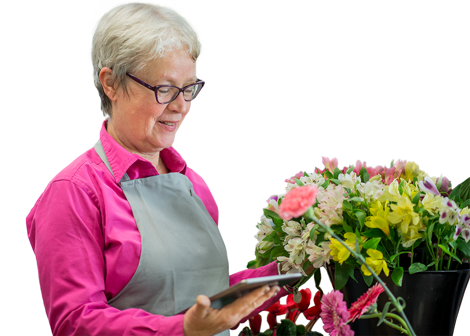 Photo of a florist working in their business.